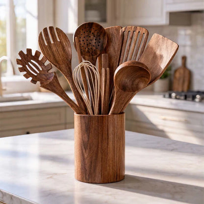 11-Piece Acacia Wood Kitchen Utensil Set – Sustainable Kitchen Utensils