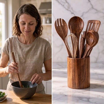 11-Piece Acacia Wood Kitchen Utensil Set – Sustainable Kitchen Utensils
