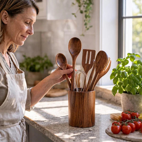 11-Piece Acacia Wood Kitchen Utensil Set – Sustainable Kitchen Utensils