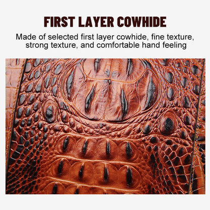 Genuine Leather Ladies Travel Bag with Alligator Stripe Pattern, Women's Leather Handbag for Everyday Use and Travel