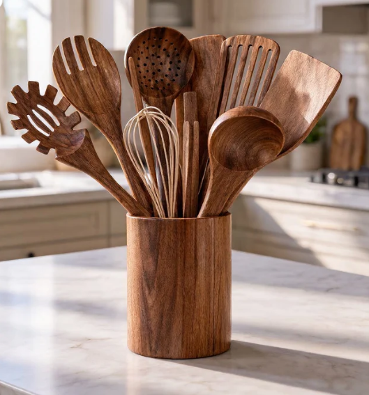 11-Piece Acacia Wood Kitchen Utensil Set – Sustainable Kitchen Utensils